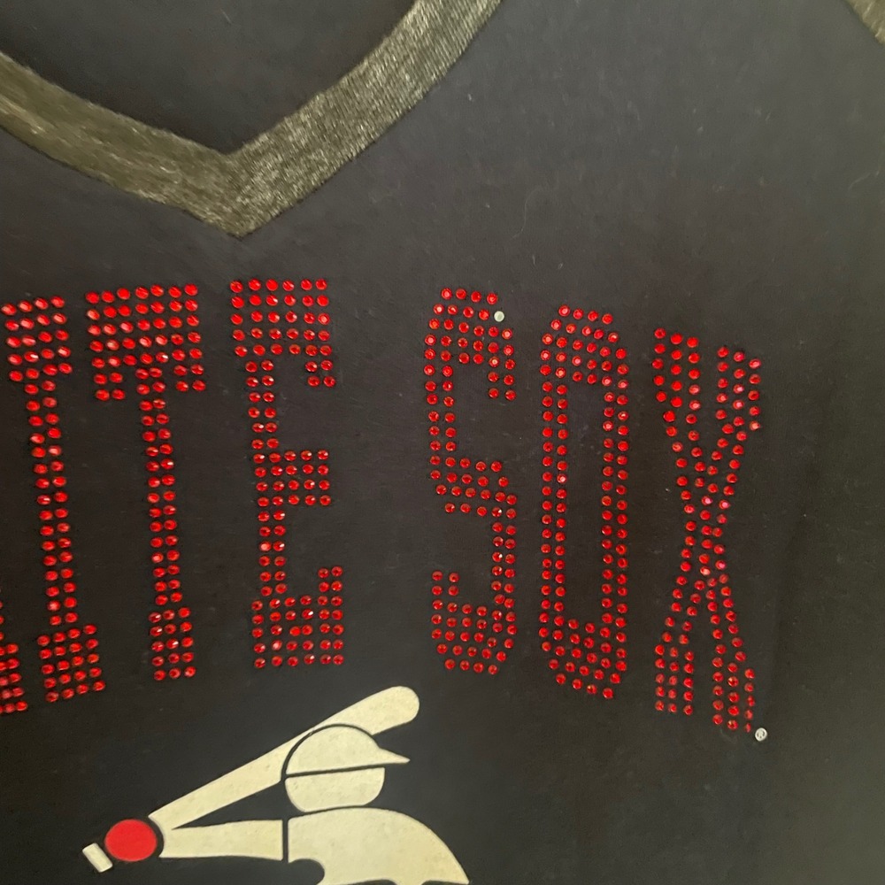 5th & Ocean Chicago White Sox Raglan Shirt Womens Small Navy Grey Rhinestone MLB - Picture 6 of 15
